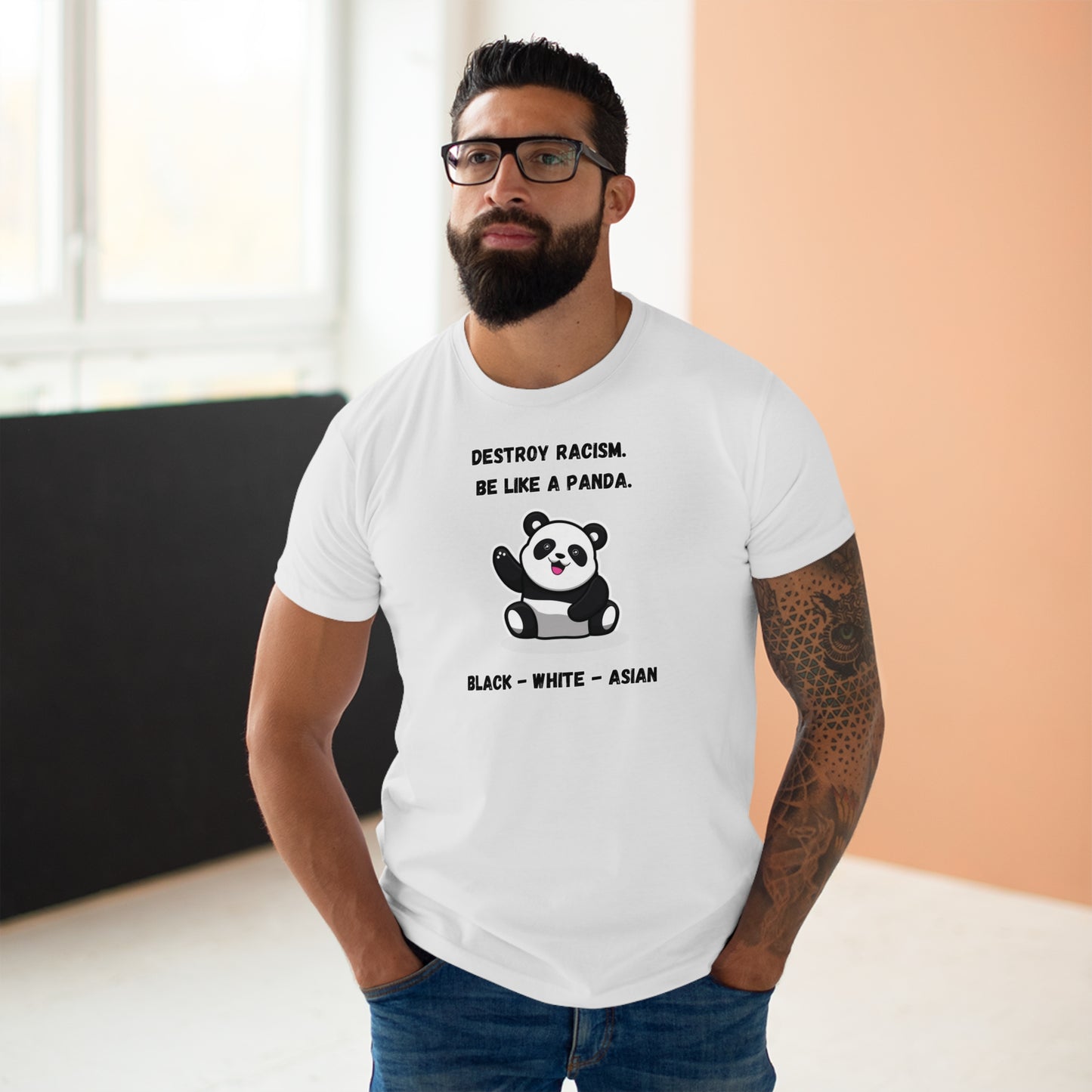 Panda Destroys Racism T-Shirt