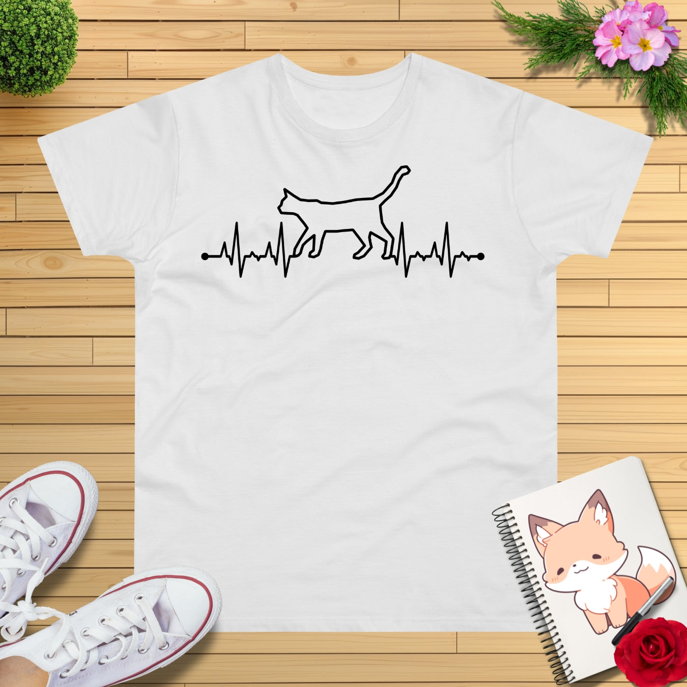 Herzschlag EKG Katze T-Shirt