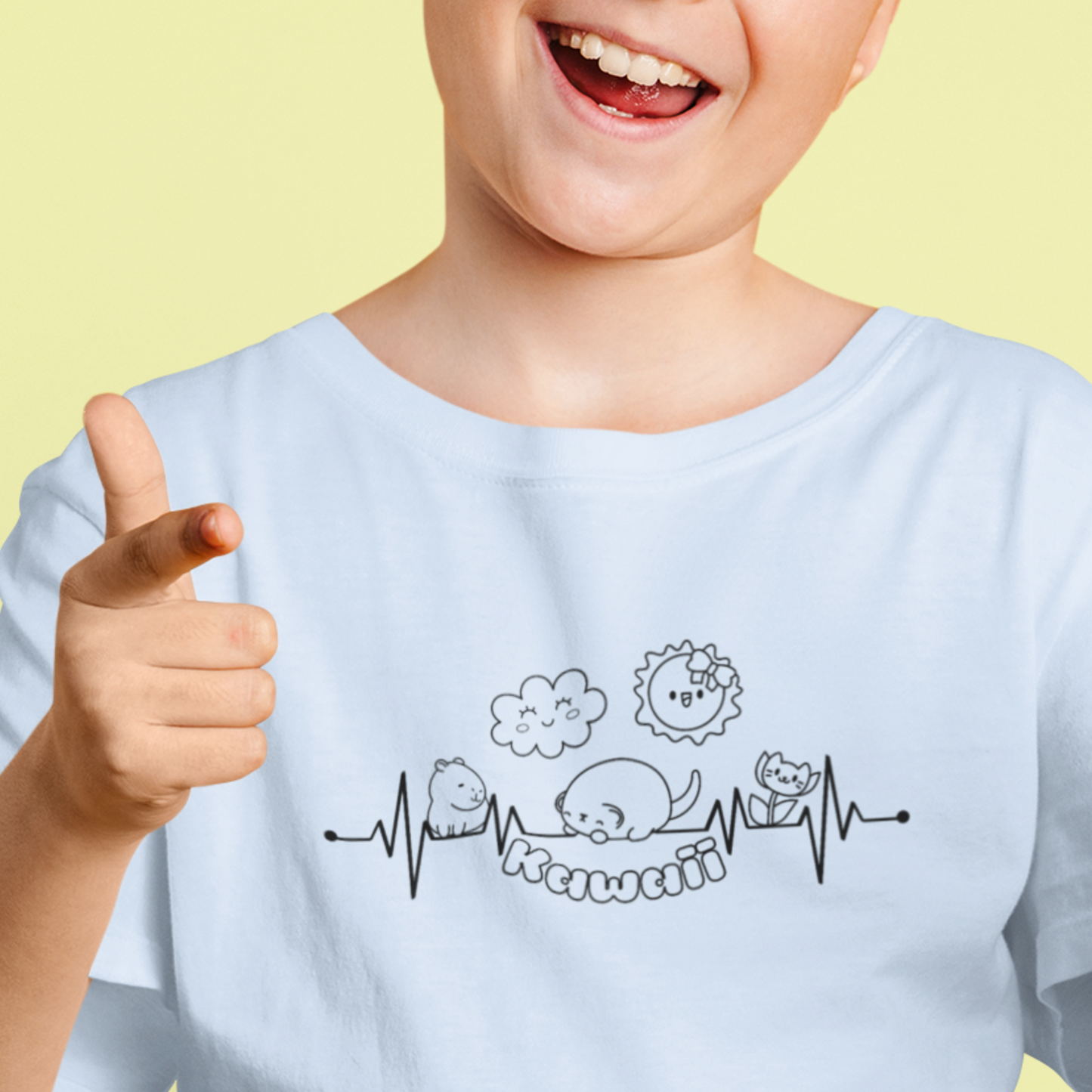 Kawaii Herzschlag Kinder T-Shirt