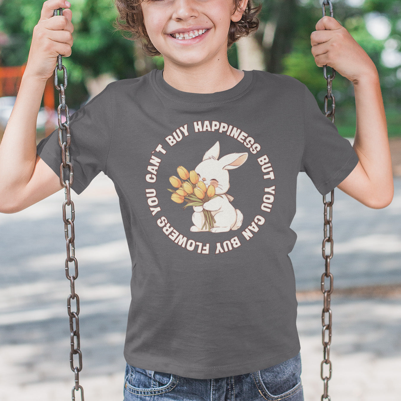 Blumen Hase Kinder T-Shirt