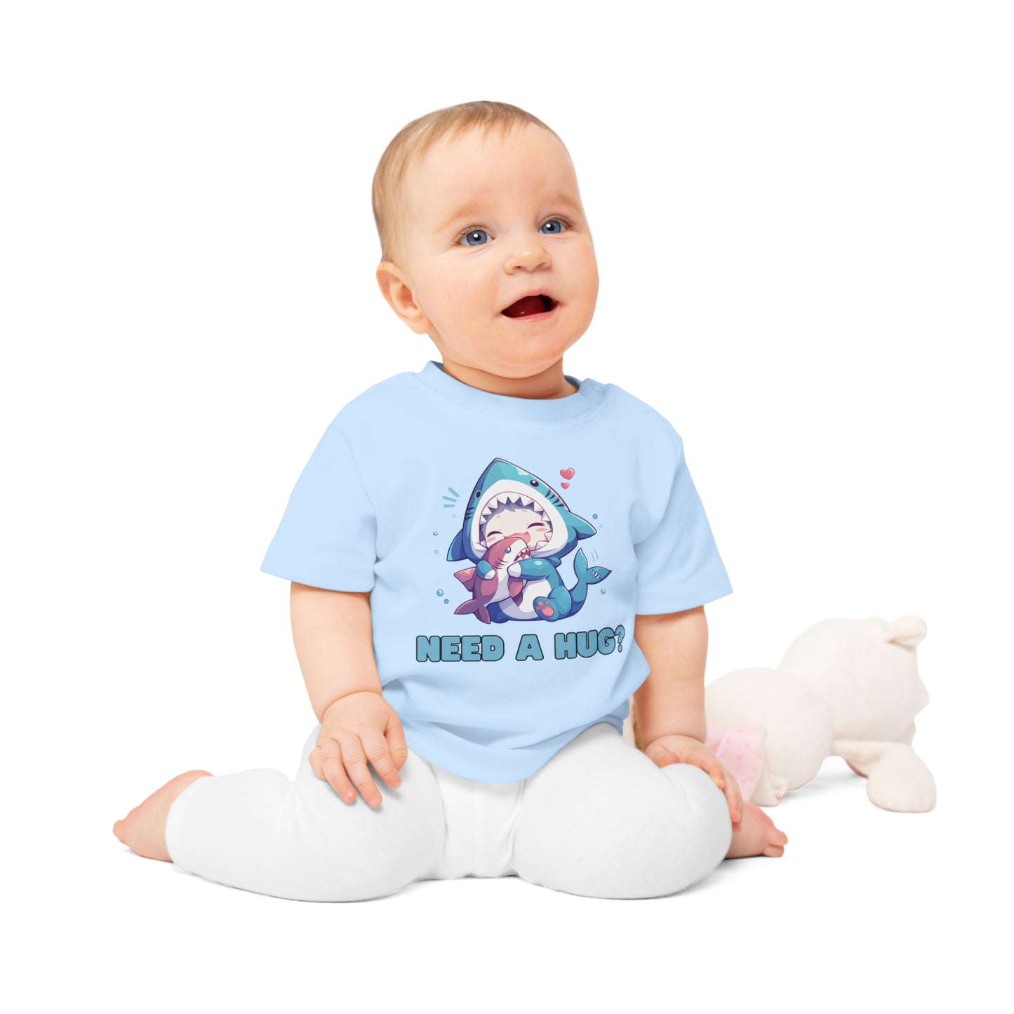 Kawaii Kitten kuschelt Hai Baby T-Shirt