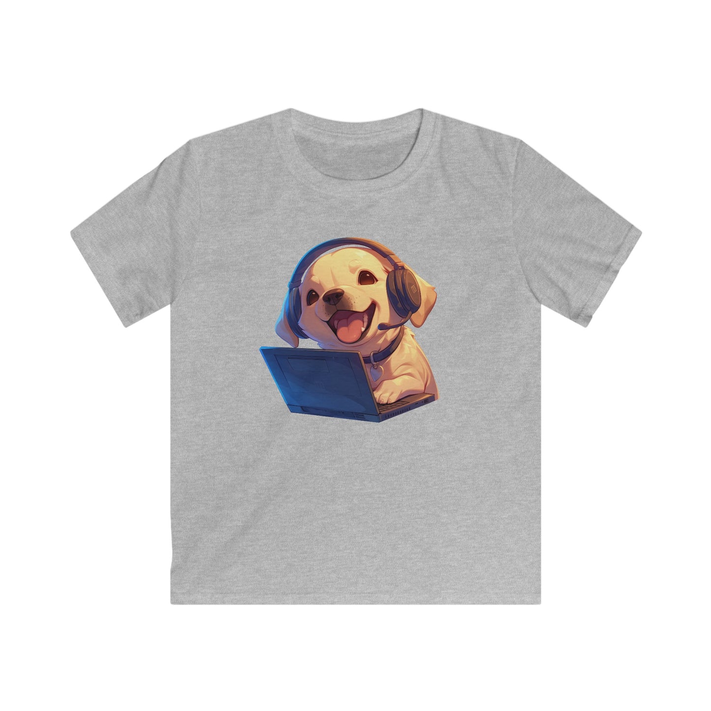 Kawaii Labrador am Laptop Kinder T-Shirt