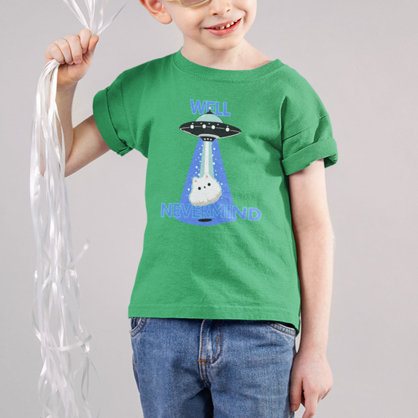 Ufo Blue beam Hund Kinder T-Shirt