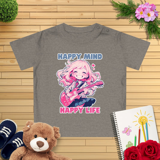 Bio Baumwolle Baby T-Shirt Anime Girl E-Gitarre