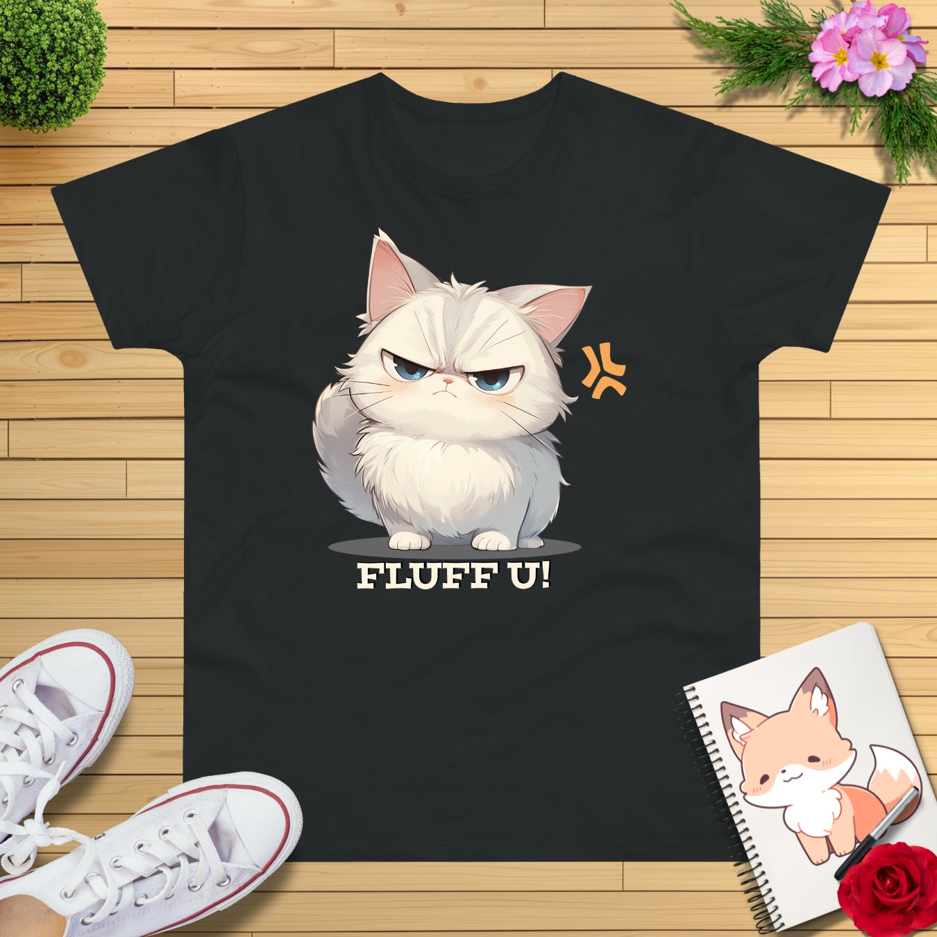 Freche Katze "Fluff U!" T-Shirt