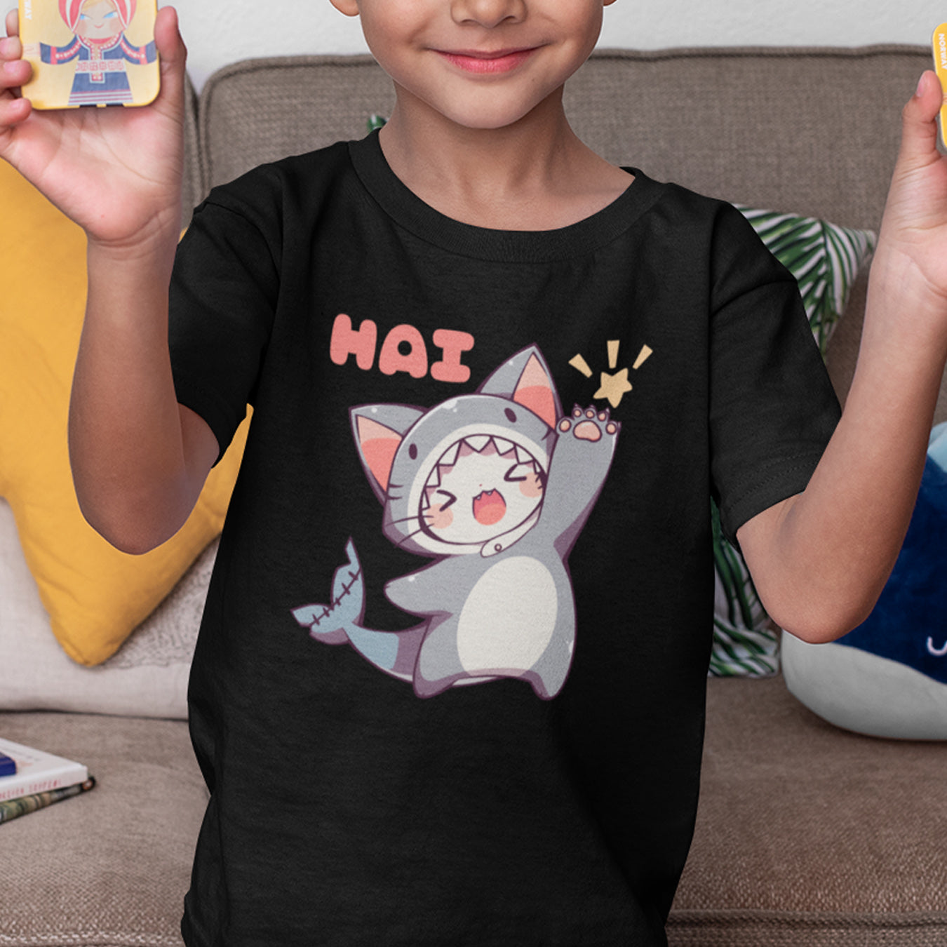 Katzenhai ruft "HAI" Kinder T-Shirt