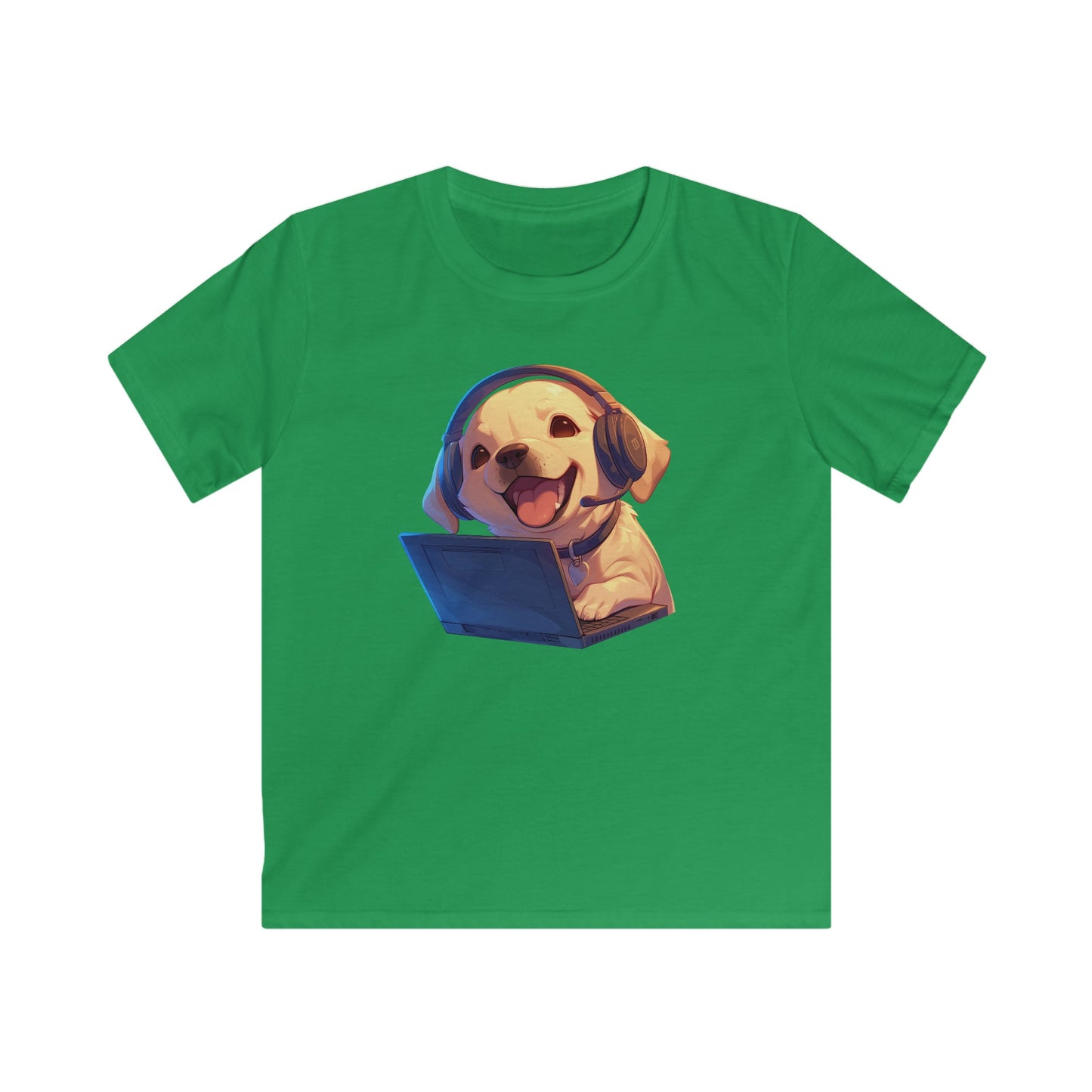 Kawaii Labrador am Laptop Kinder T-Shirt