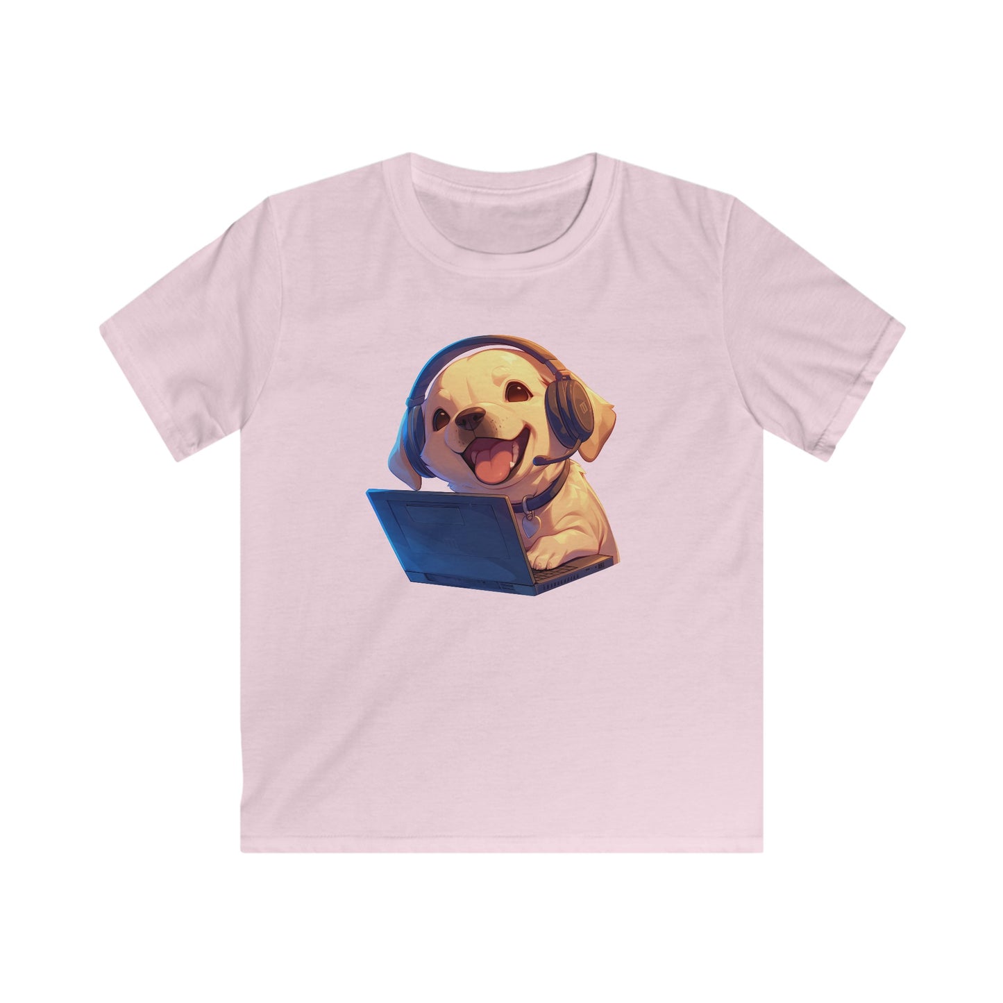 Kawaii Labrador am Laptop Kinder T-Shirt