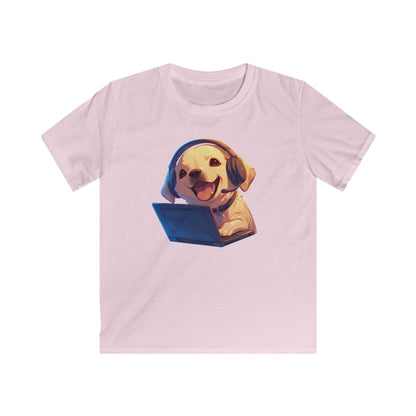 Kawaii Labrador am Laptop Kinder T-Shirt