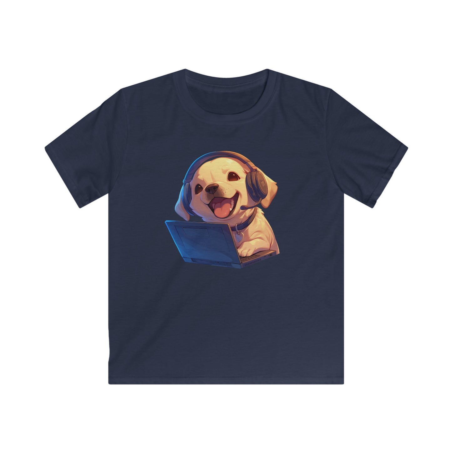 Kawaii Labrador am Laptop Kinder T-Shirt