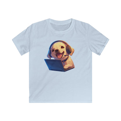 Kawaii Labrador am Laptop Kinder T-Shirt