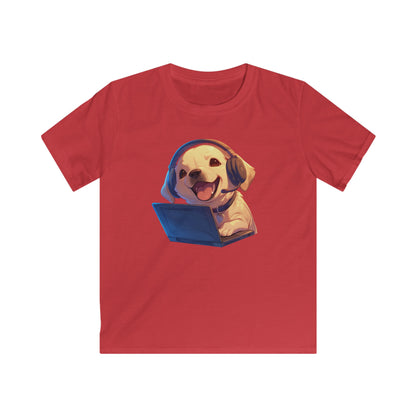 Kawaii Labrador am Laptop Kinder T-Shirt