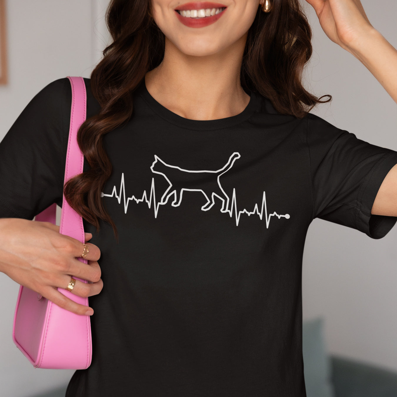 Herzschlag EKG Katze T-Shirt