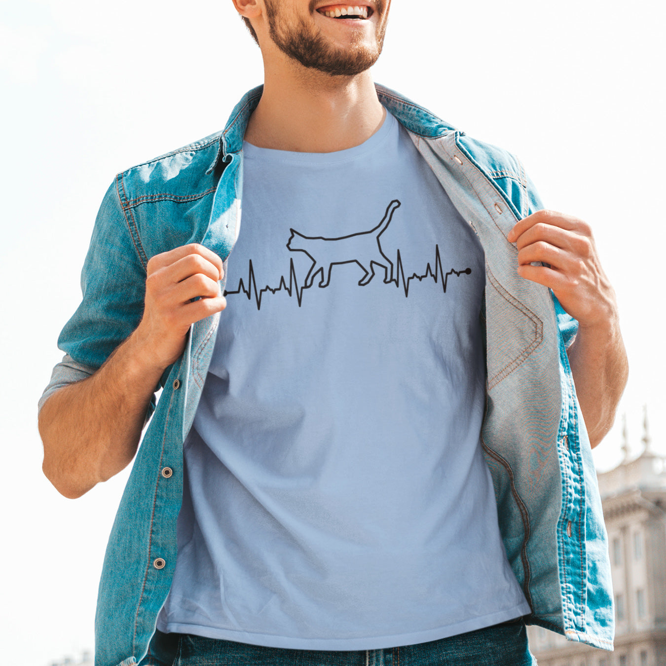 Herzschlag EKG Katze T-Shirt