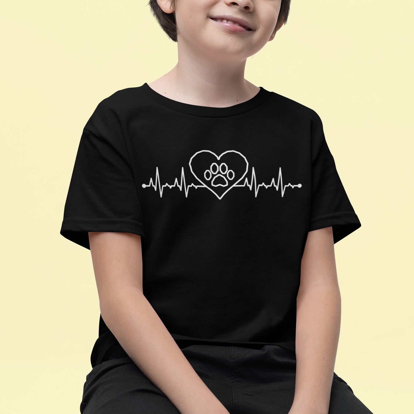 Herzschlag EKG Herz Pfote Kinder T-Shirt