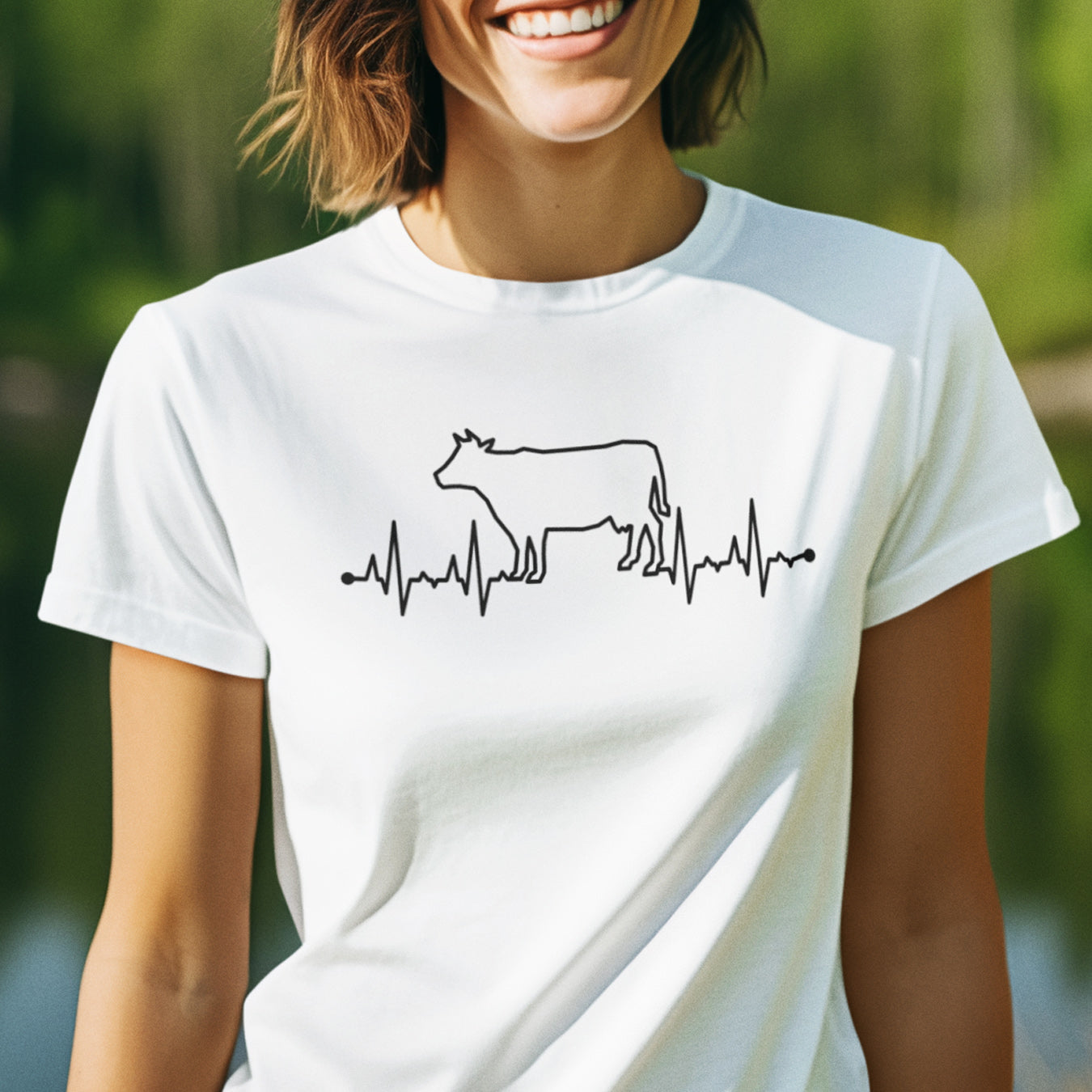 Herzschlag EKG Kuh T-Shirt