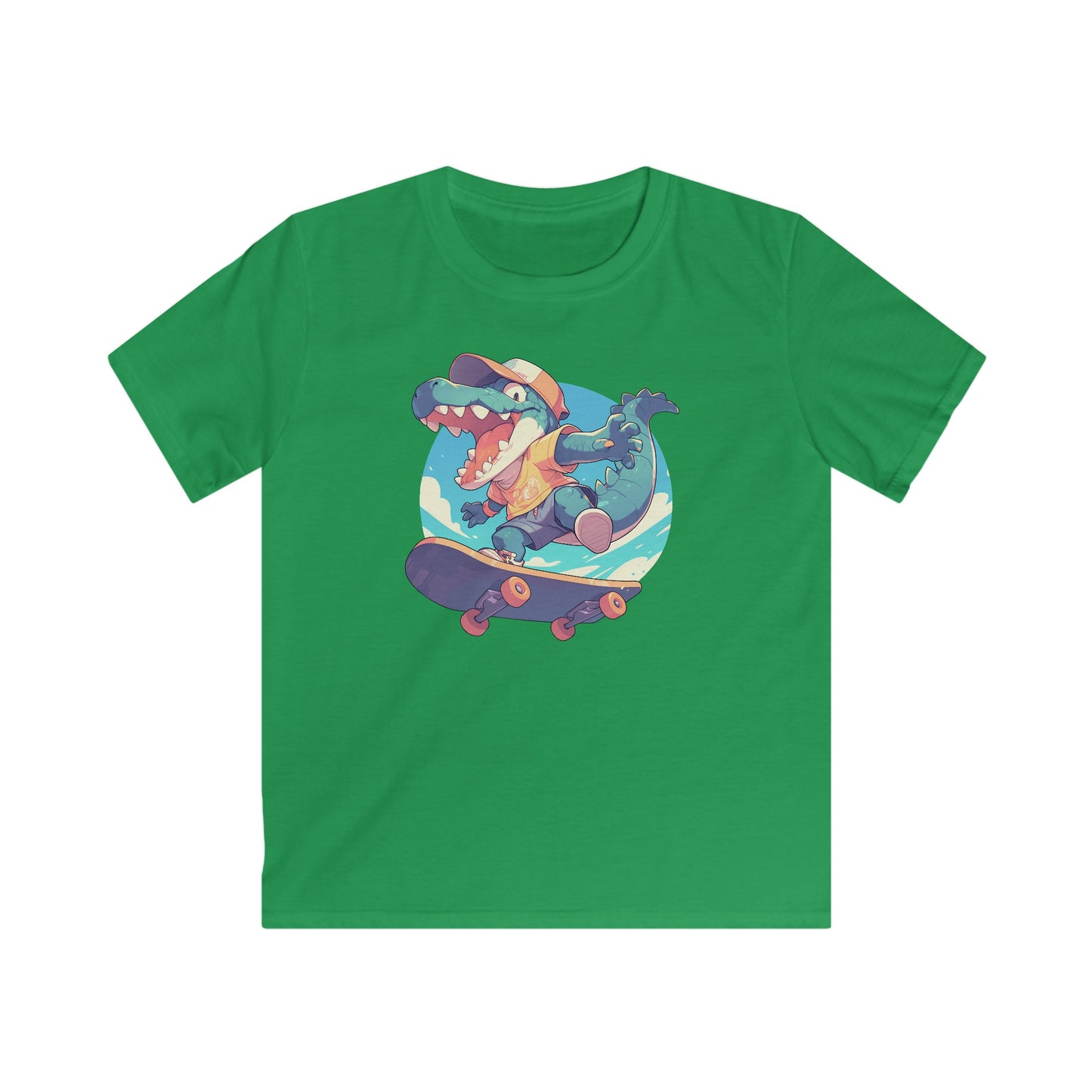 Skateboard Krokodil Jump Kinder T-Shirt