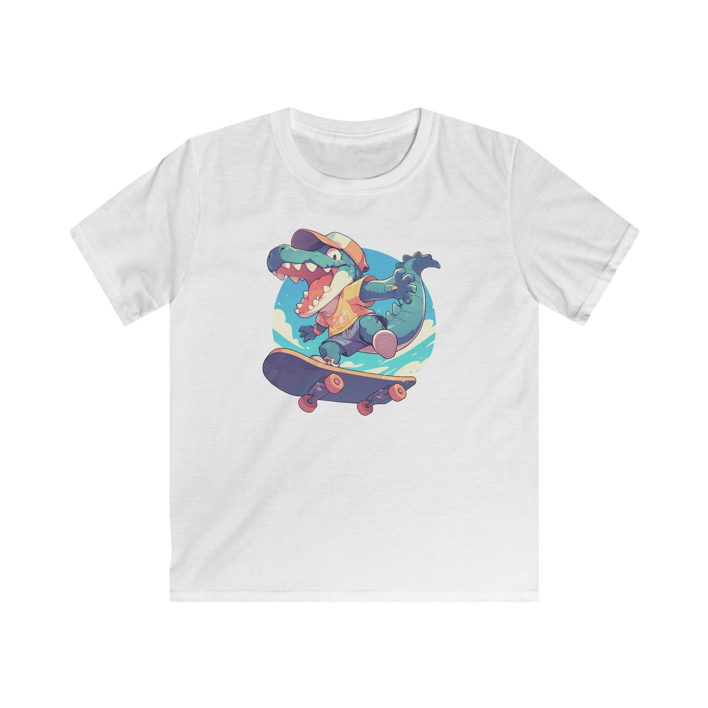 Skateboard Krokodil Jump Kinder T-Shirt