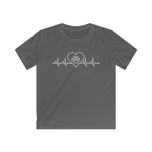 Herzschlag EKG Herz Pfote Kinder T-Shirt