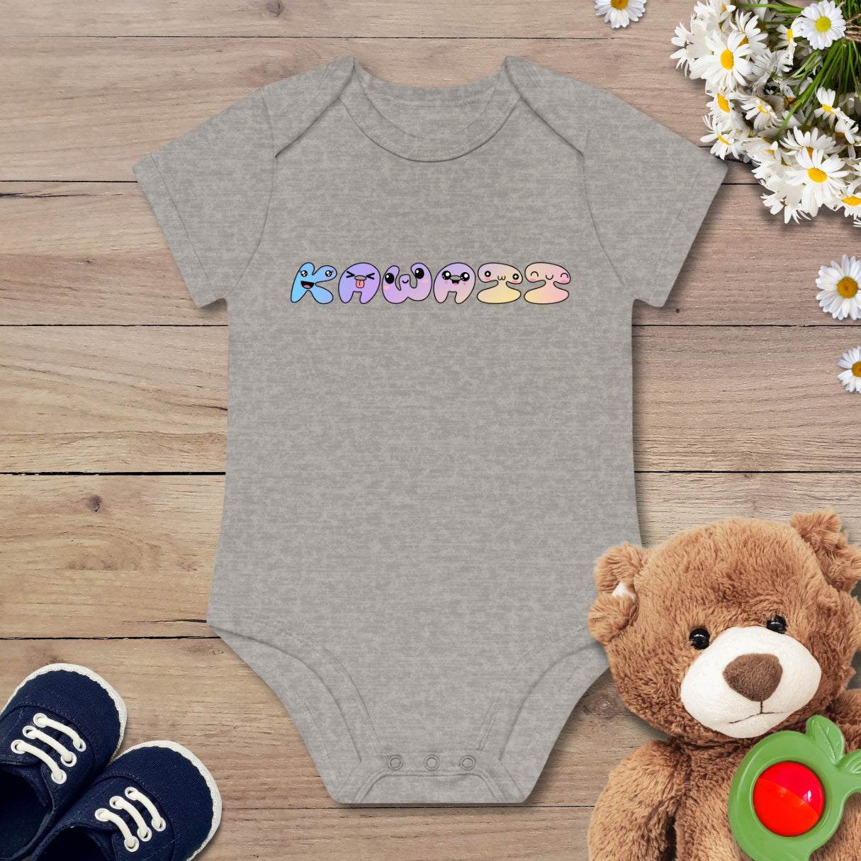 Kawaii Schriftzug Kurzarm Body