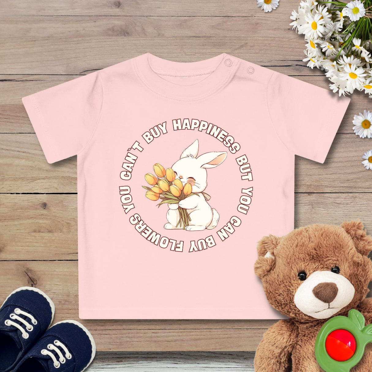 Blumen Hase Baby T-Shirt