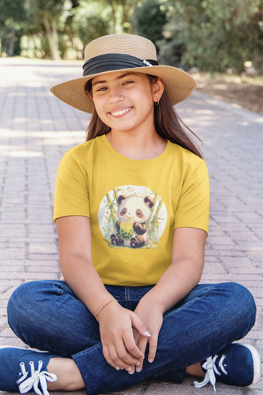 Happy Panda mit Bubble Tea Kinder T-Shirt