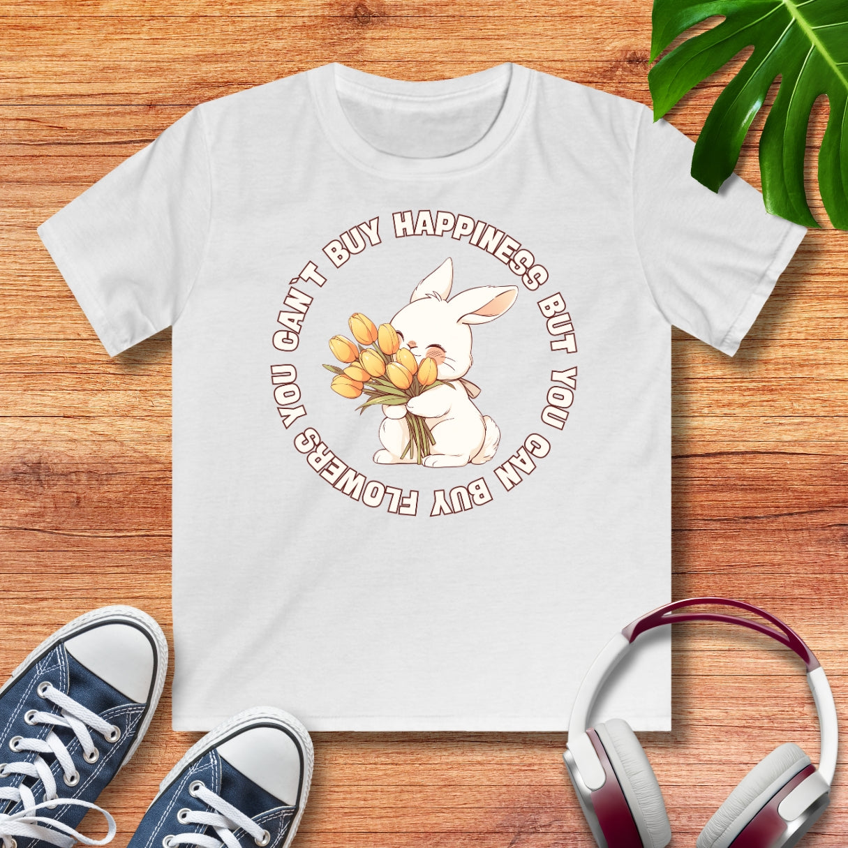 Blumen Hase Kinder T-Shirt