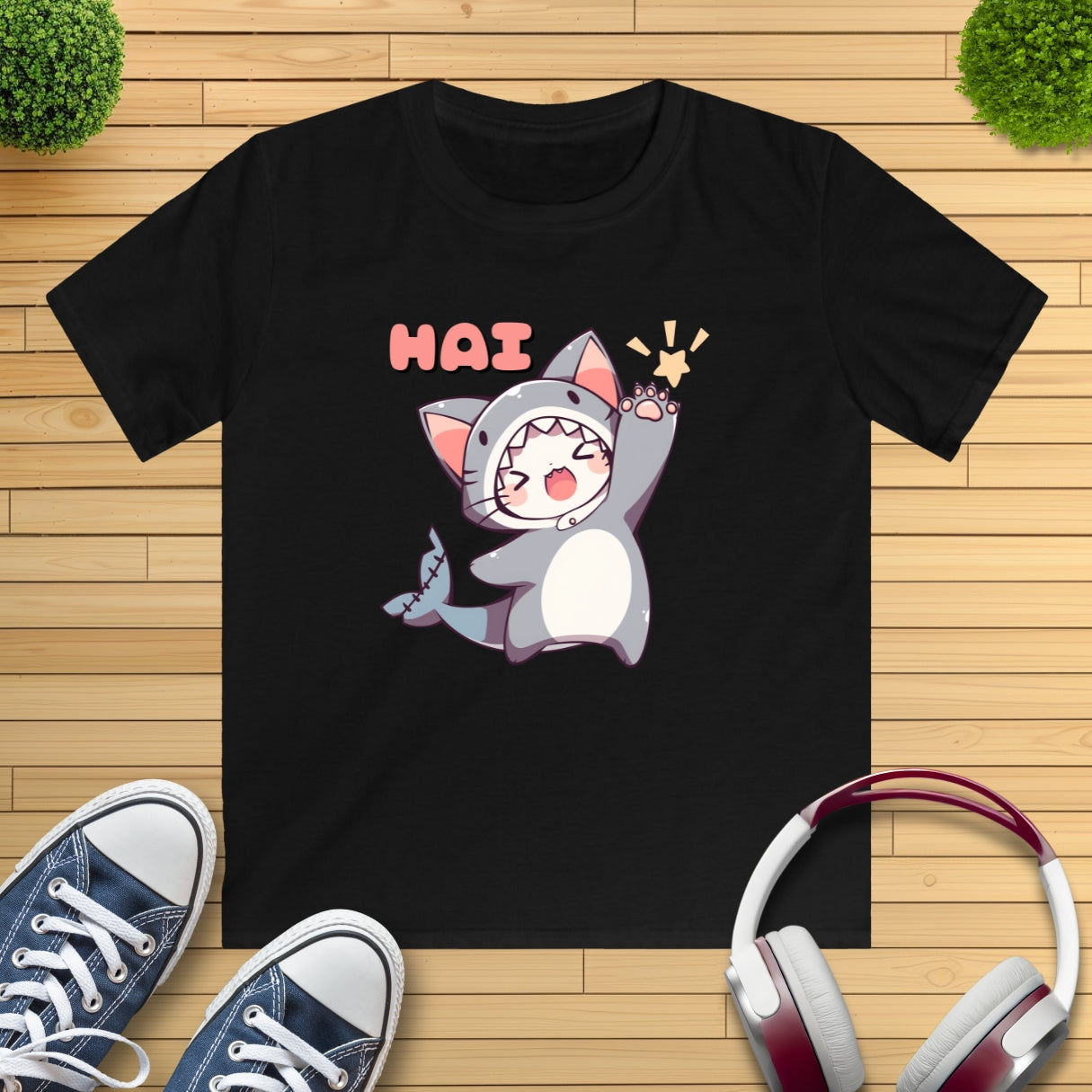 Katzenhai ruft "HAI" Kinder T-Shirt