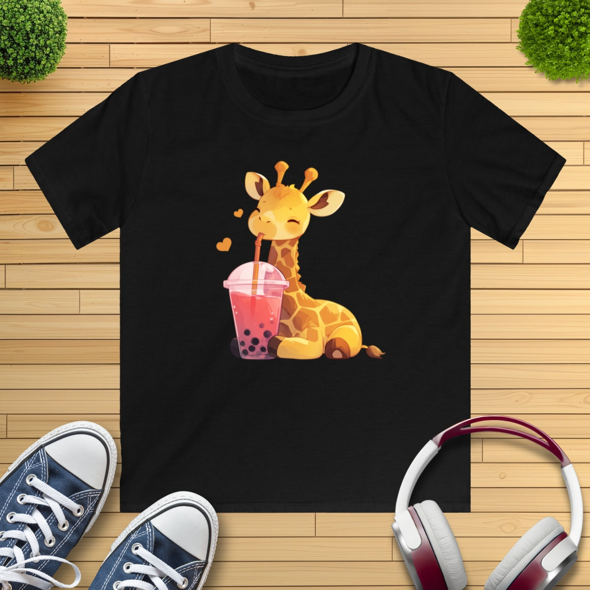 Bubble-Tea Giraffe Kinder T-Shirt