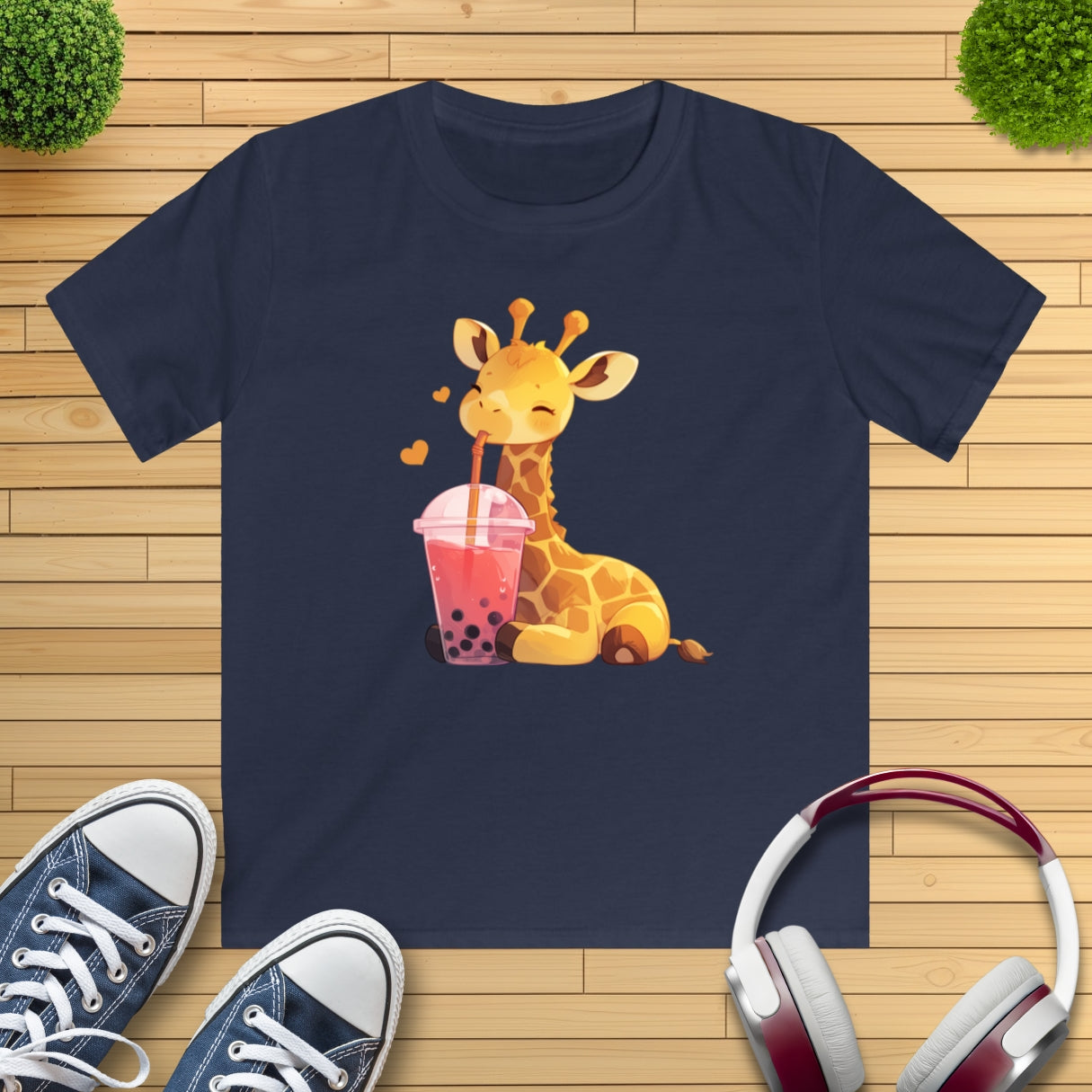 Bubble-Tea Giraffe Kinder T-Shirt