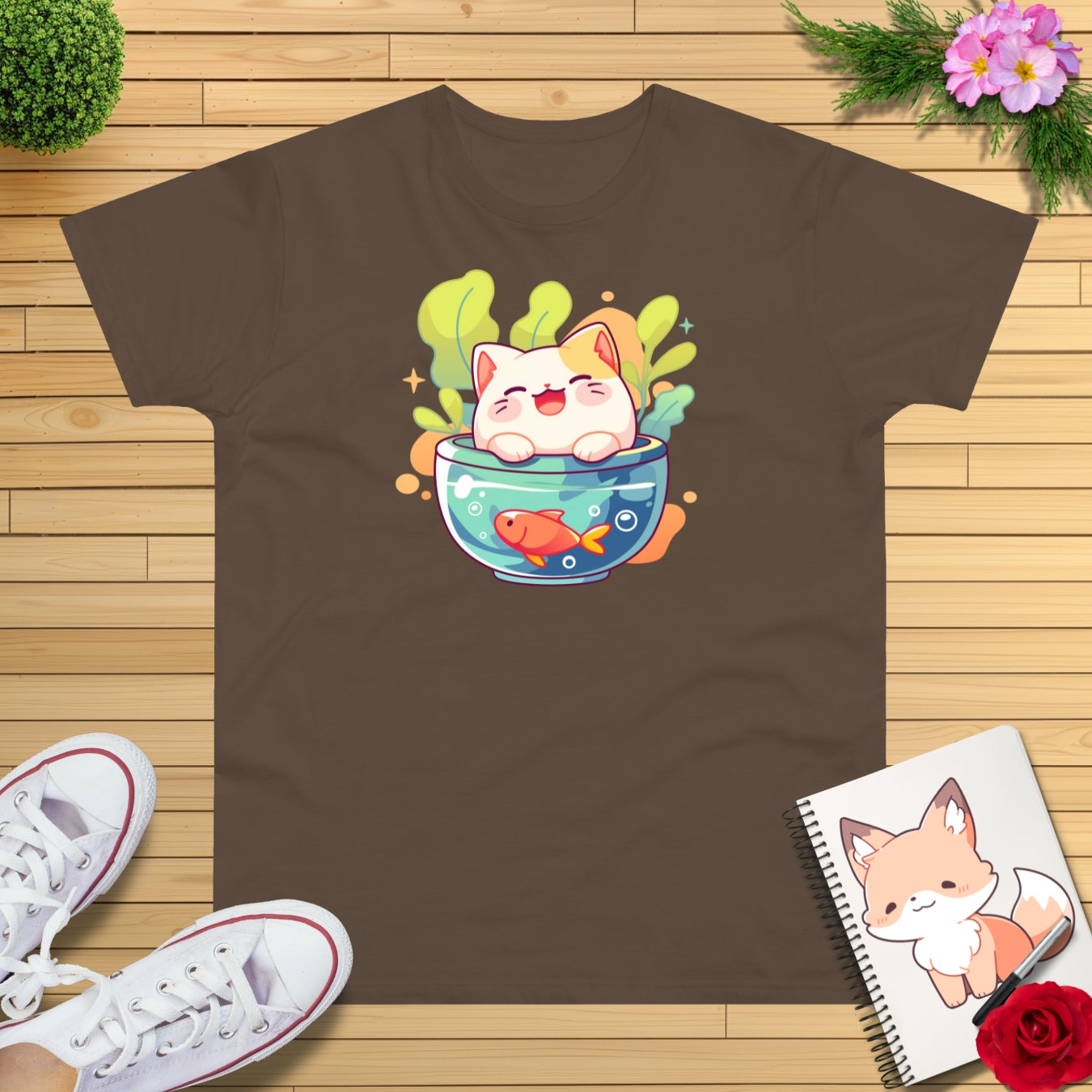 Goldfischglas Katze T-Shirt