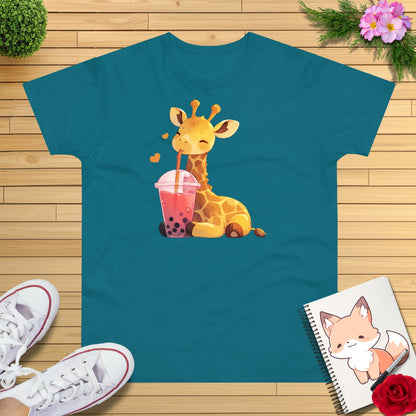 Kawaii Bubble-Tea Giraffe T-Shirt