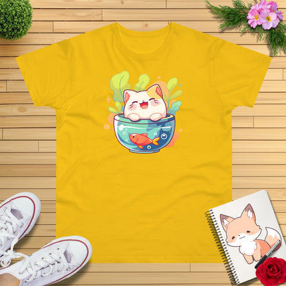 Goldfischglas Katze T-Shirt