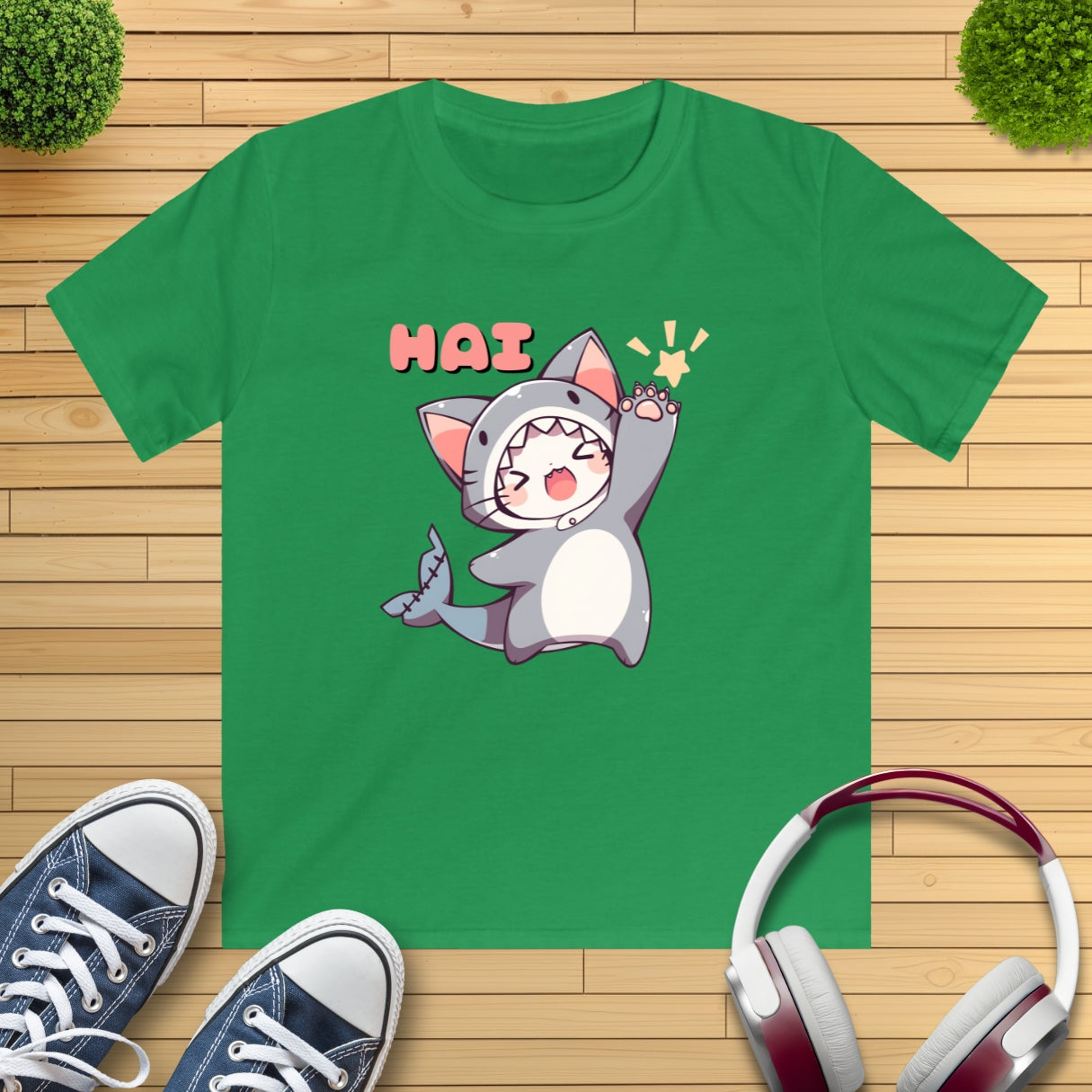 Katzenhai ruft "HAI" Kinder T-Shirt