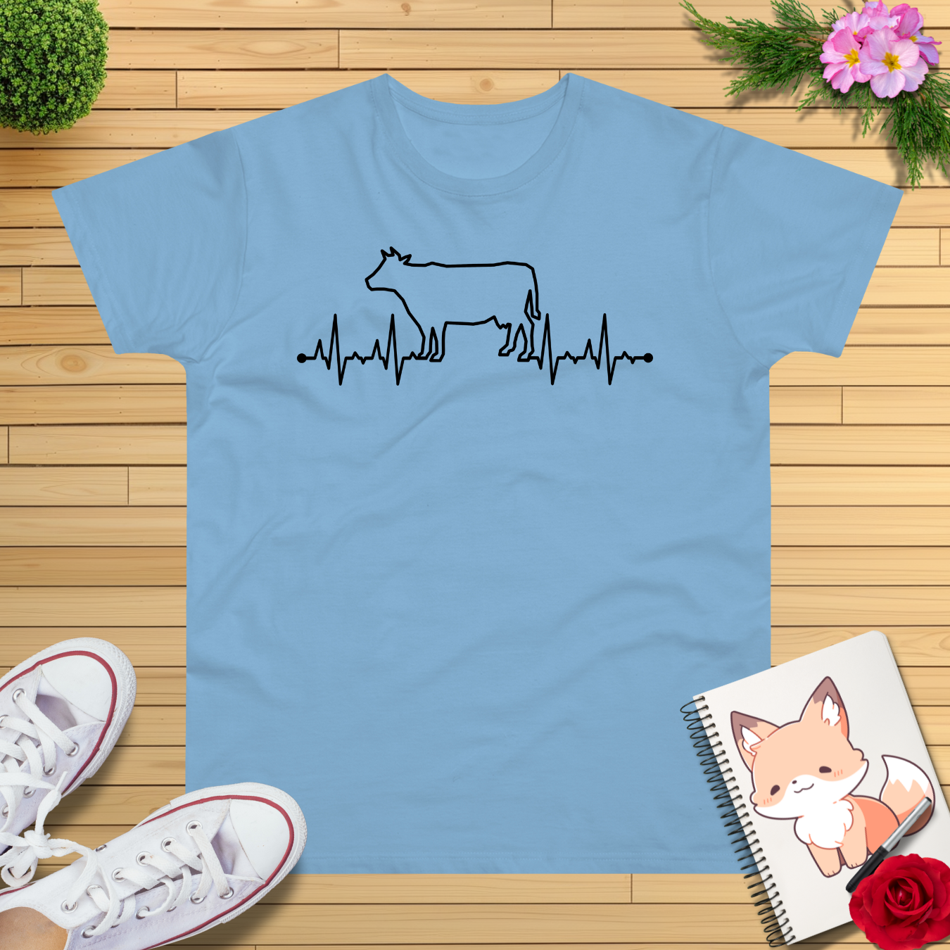 Herzschlag EKG Kuh T-Shirt