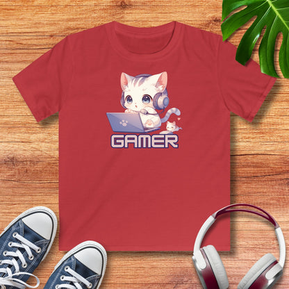 Kawaii Gamer Kitten Kinder T-Shirt