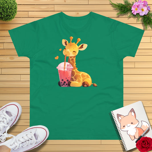 Kawaii Bubble-Tea Giraffe T-Shirt