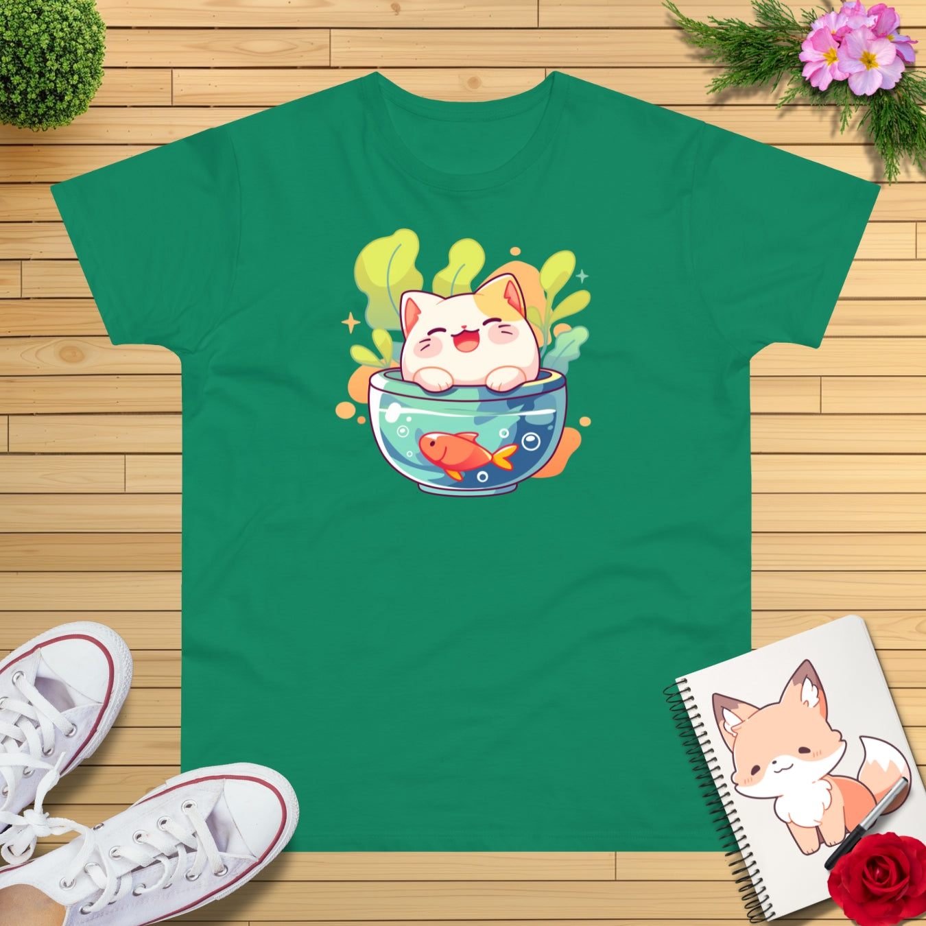 Goldfischglas Katze T-Shirt