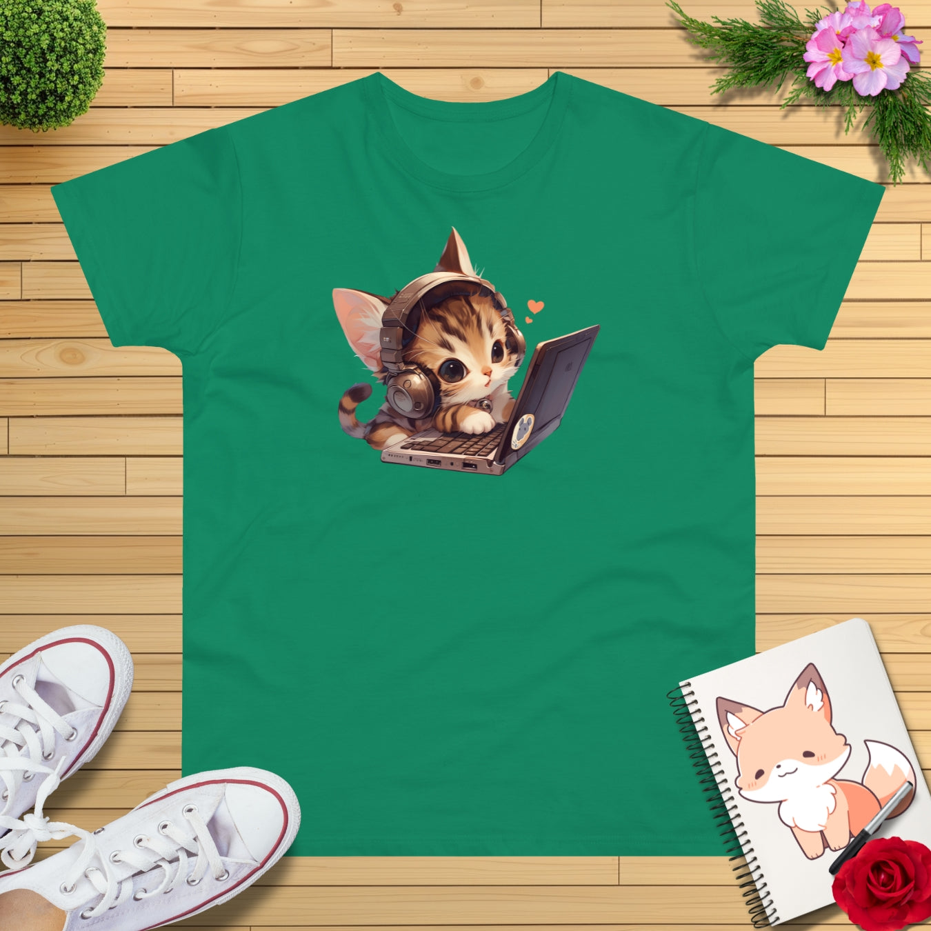 Kawaii Gamer Laptop Kitty T-Shirt