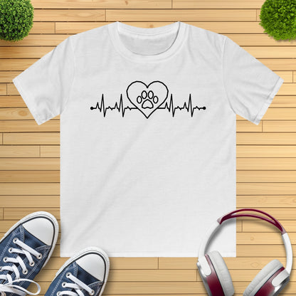 Herzschlag EKG Herz Pfote Kinder T-Shirt