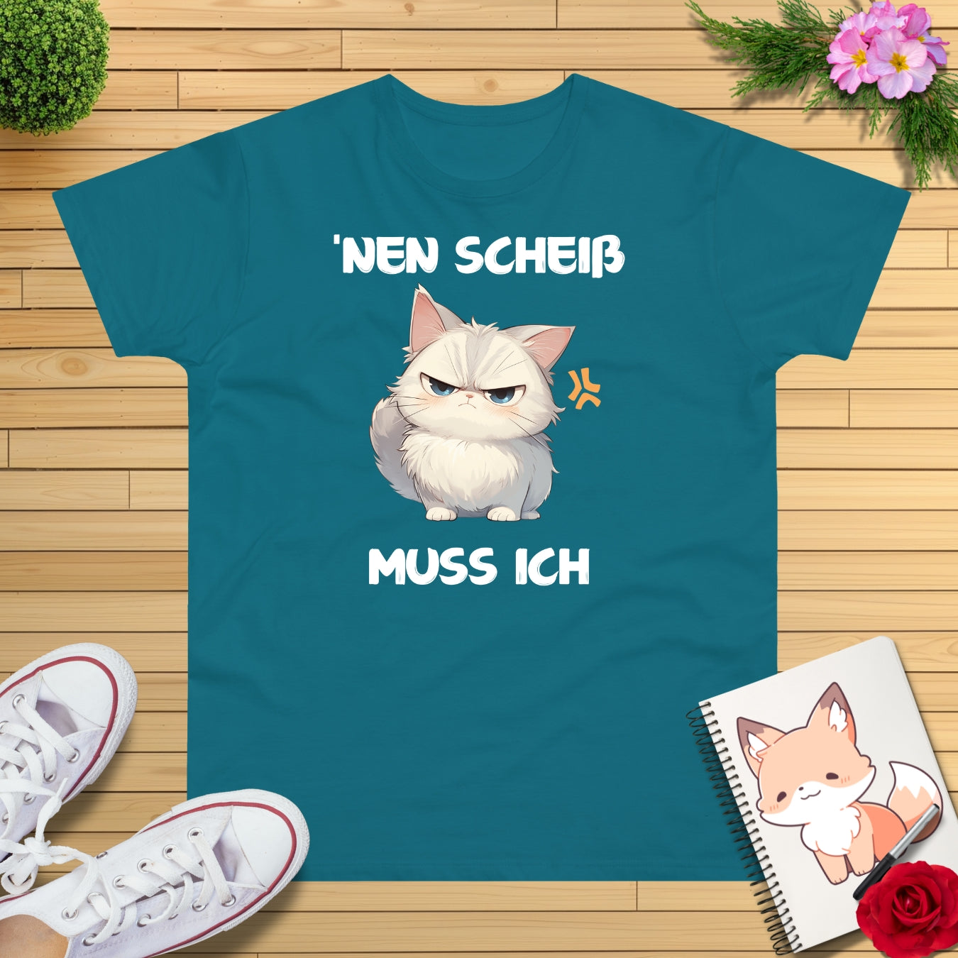 Freche Katze "nen Scheiss muss ich" T-Shirt