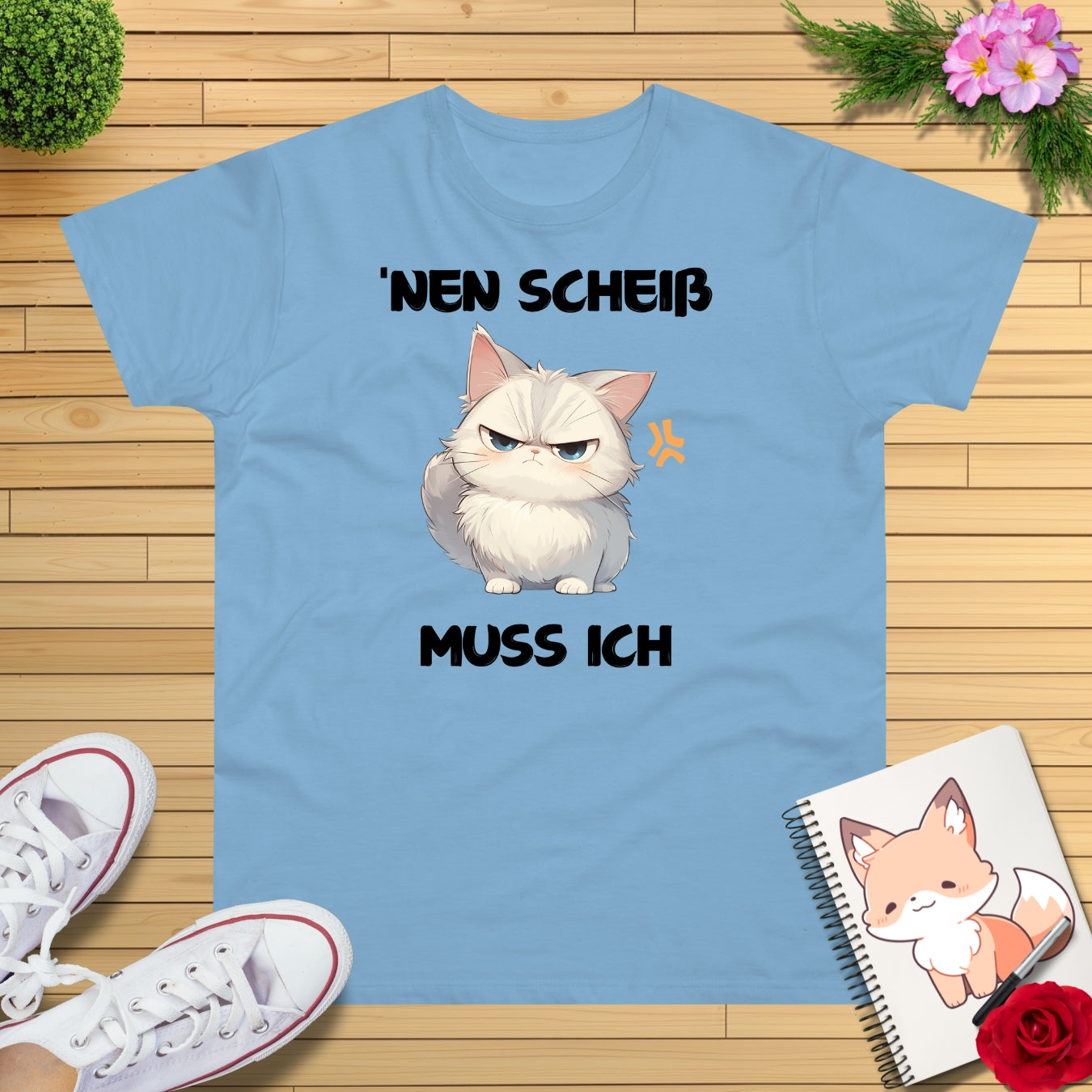 Freche Katze "nen Scheiss muss ich" T-Shirt