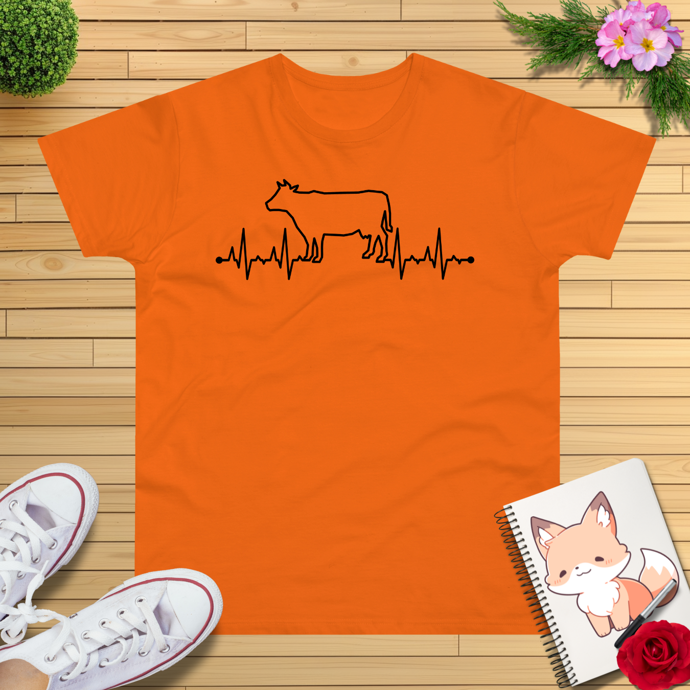 Herzschlag EKG Kuh T-Shirt