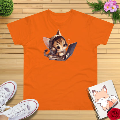 Kawaii Gamer Laptop Kitty T-Shirt