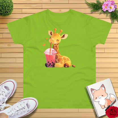 Kawaii Bubble-Tea Giraffe T-Shirt