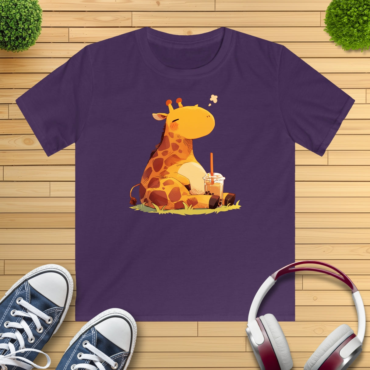 Pummelige Giraffe Kinder T-Shirt