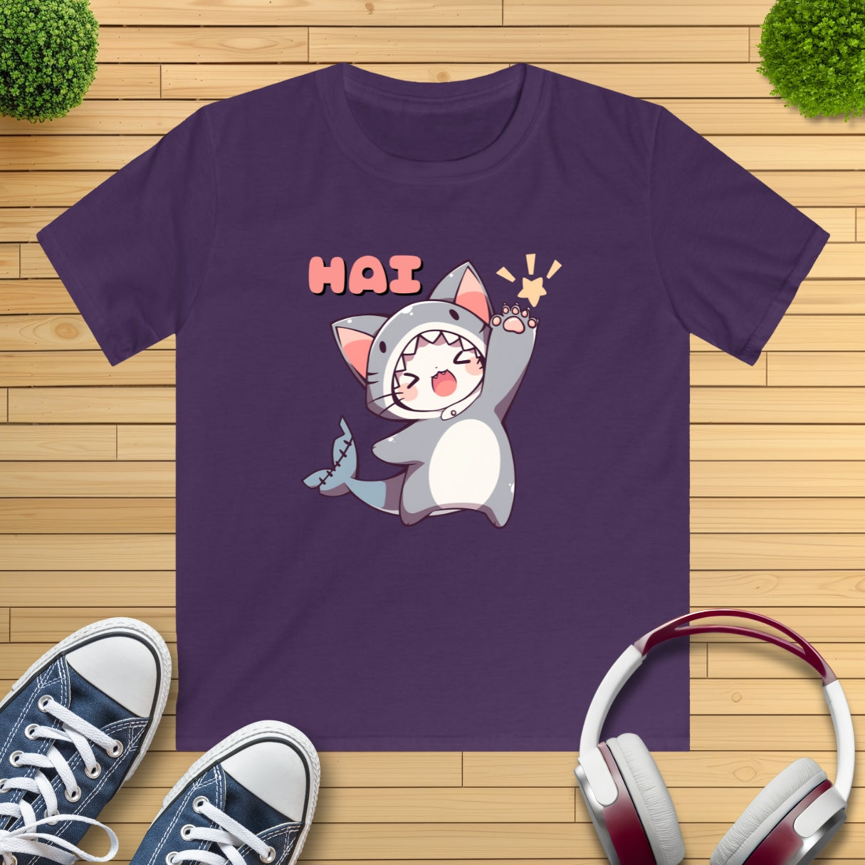 Katzenhai ruft "HAI" Kinder T-Shirt