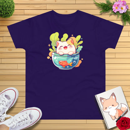 Goldfischglas Katze T-Shirt