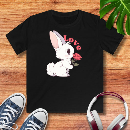 Häschen mit Rose Kinder T-Shirt