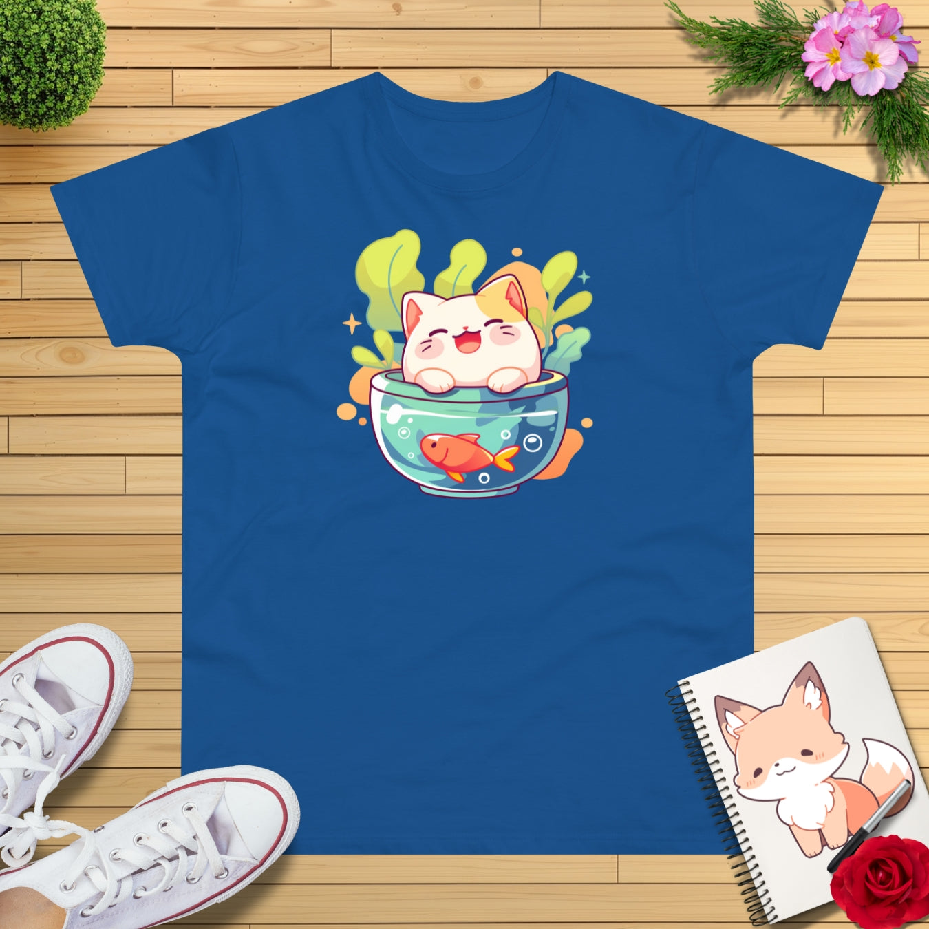 Goldfischglas Katze T-Shirt